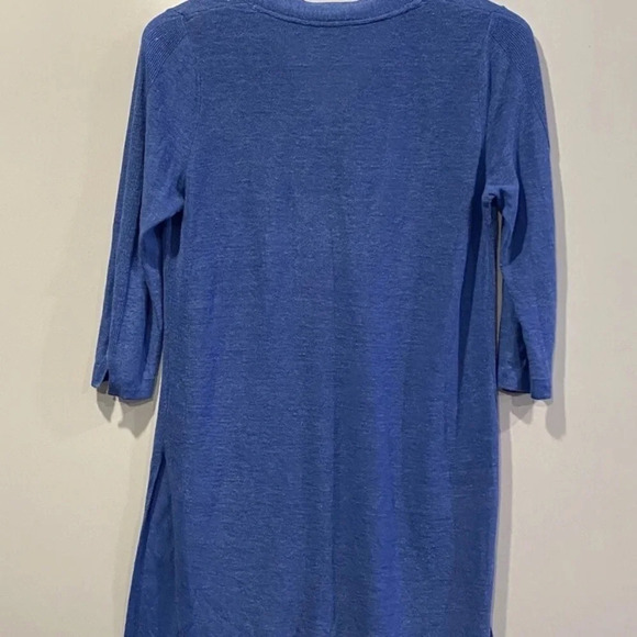 J Jill Blue Linen Blend Long Knit Tunic Sweater Womens Size XSP (647) - Picture 3 of 6